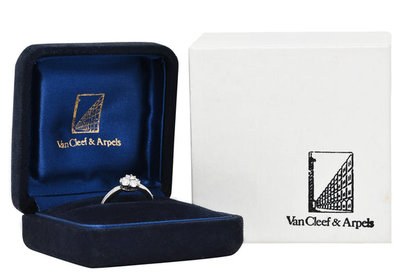 Van Cleef & Arpels 0.46 CTW Diamond Platinum Fleurette Cluster Engagement Ring Wilson's Estate Jewelry