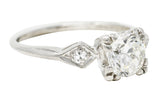 1950's Mid-Century 1.01 CTW Diamond Platinum Three Stone Engagement Ring Wilson's Estate Jewelry