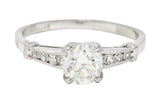 .11111 SH 1950's Mid-Century 1.05 CTW Diamond Platinum Engagement Ring Wilson's Estate Jewelry