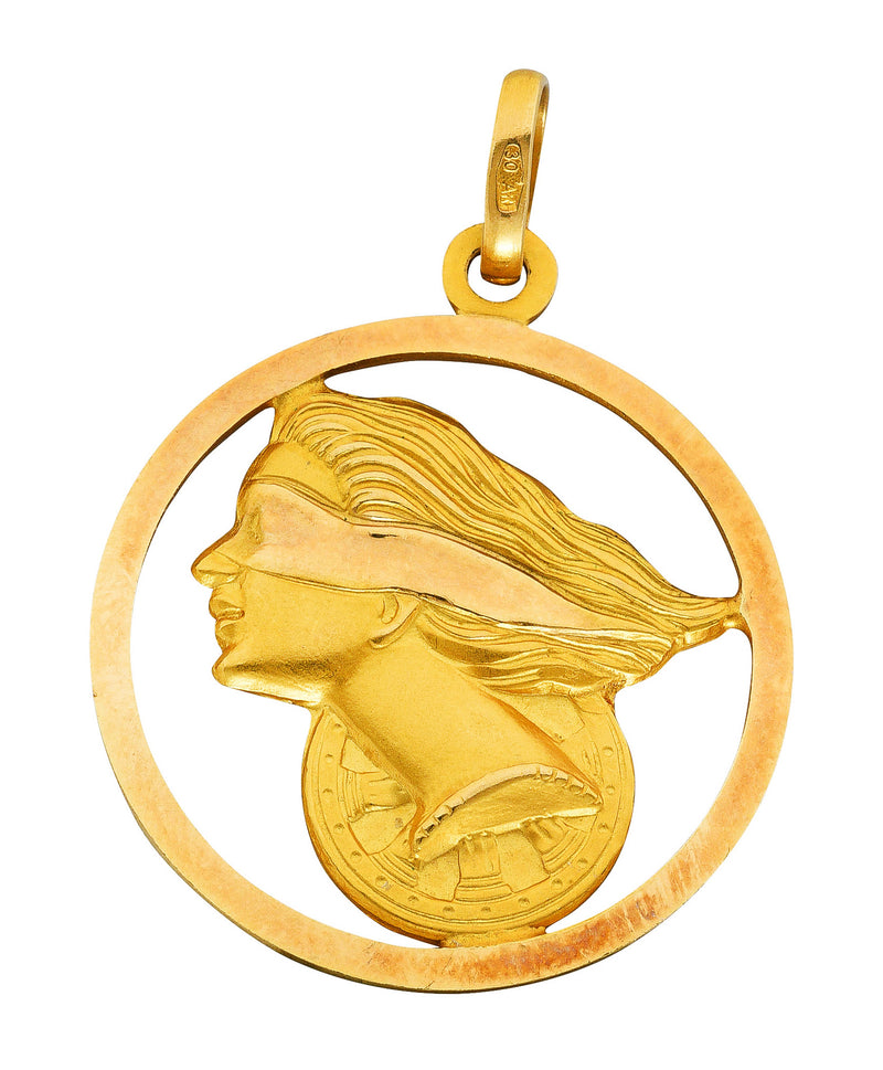1970's Italian 18 Karat Gold Fortuna Goddess Pendantcharm - Wilson's Estate Jewelry