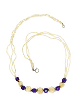 Late Victorian Freshwater Seed Pearl Amethyst 14 Karat Gold Station NecklaceNecklace - Wilson's Estate Jewelry