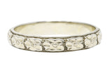 .11111 KO Art Deco 18 Karat White Gold Orange Blossom Unisex Wedding Band Ring Wilson's Estate Jewelry
