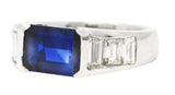 Contemporary 3.32 CTW Sapphire Diamond Platinum Unisex Band Ring Wilson's Estate Jewelry