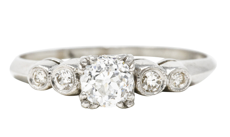 .11111 SH 1930's Art Deco 0.64 CTW Diamond Platinum Five Stone Engagement Ring GIA Wilson's Estate Jewelry