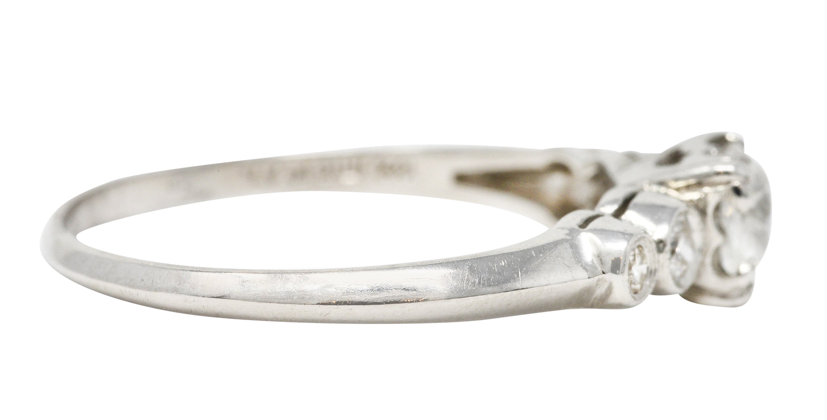 .11111 SH 1930's Art Deco 0.64 CTW Diamond Platinum Five Stone Engagement Ring GIA Wilson's Estate Jewelry