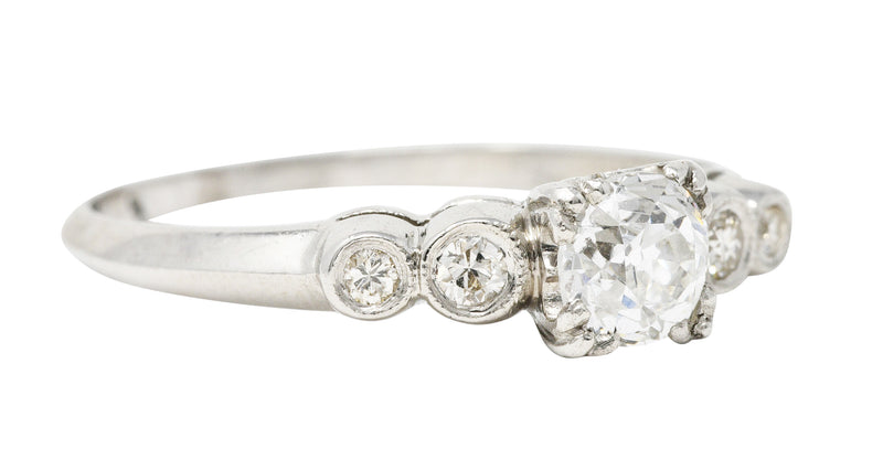 .11111 SH 1930's Art Deco 0.64 CTW Diamond Platinum Five Stone Engagement Ring GIA Wilson's Estate Jewelry