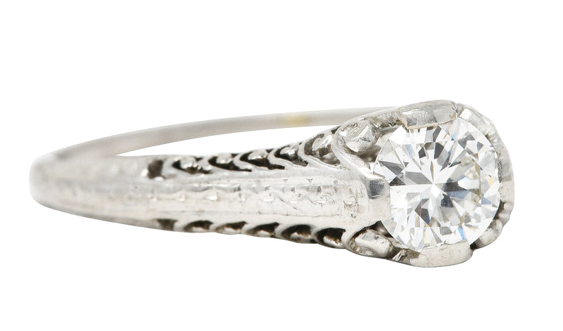 .11111 SH 1920's Art Deco 0.55 CTW Diamond Platinum Filigree Engagement Ring Wilson's Estate Jewelry