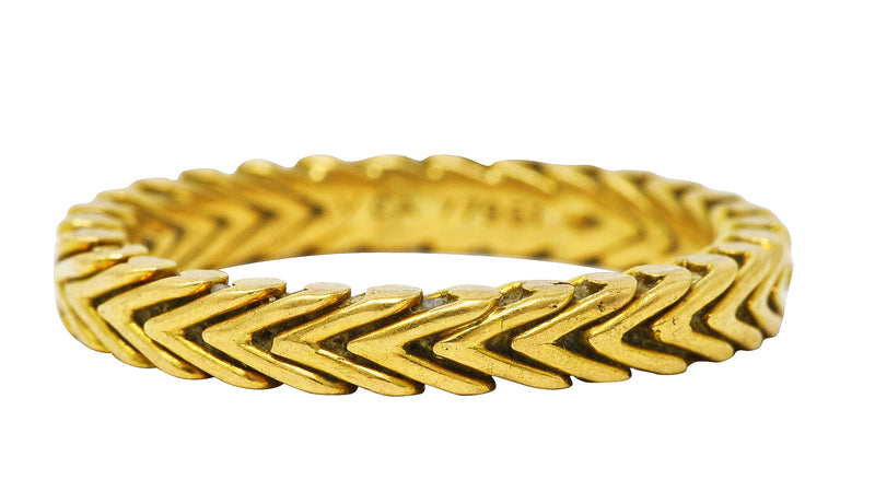 .11111 SH Van Cleef & Arpels Vintage French 18 Karat Yellow Gold Wheat Band Ring Wilson's Estate Jewelry