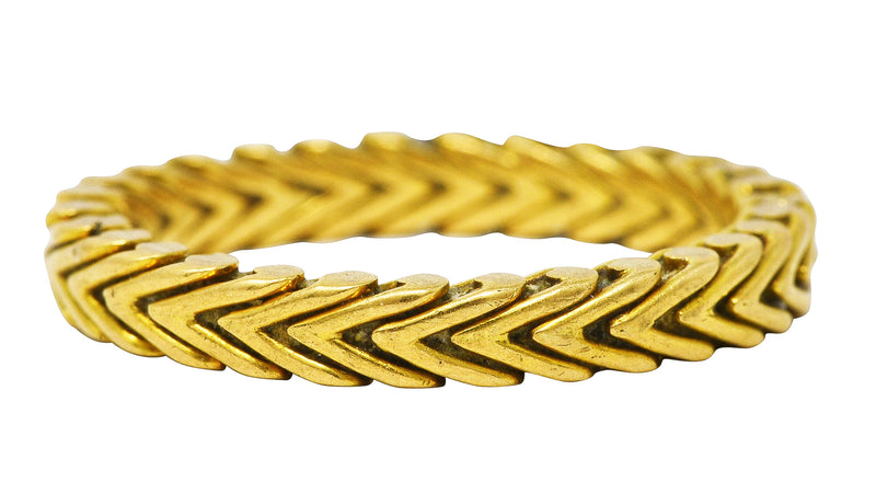 .11111 SH Van Cleef & Arpels Vintage French 18 Karat Yellow Gold Wheat Band Ring Wilson's Estate Jewelry