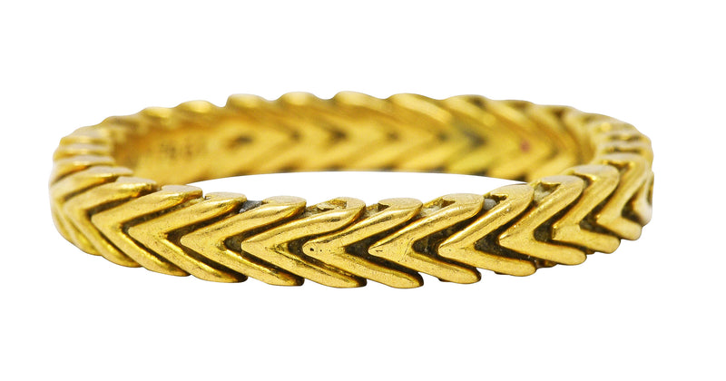 .11111 SH Van Cleef & Arpels Vintage French 18 Karat Yellow Gold Wheat Band Ring Wilson's Estate Jewelry