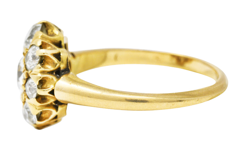.11111 SH 1880's Victorian 1.50 CTW Old Mine Diamond 14 Karat Yellow Gold Cluster Ring Wilson's Estate Jewelry