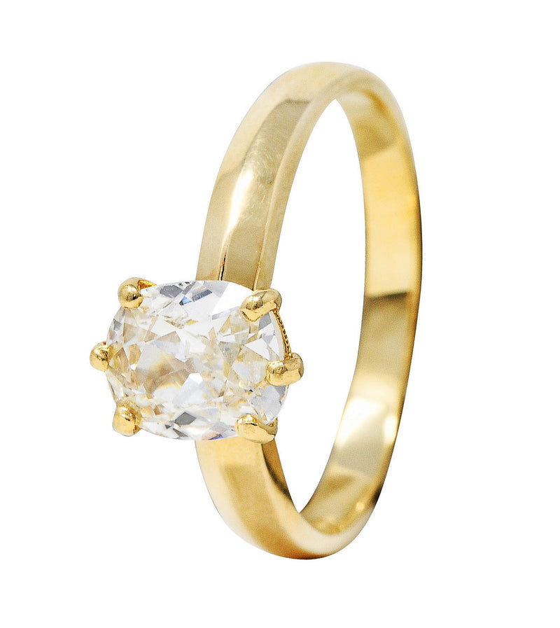 British 0.87 CTW Old Mine Diamond 14 Karat Gold Solitaire Engagement RingRing - Wilson's Estate Jewelry