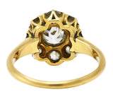 .11111 SH 1880's Victorian 1.50 CTW Old Mine Diamond 14 Karat Yellow Gold Cluster Ring Wilson's Estate Jewelry