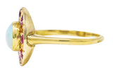 .11111 SH 1890's Late Victorian Opal Ruby 18 Karat Gold Cluster Ring Wilson's Estate Jewelry