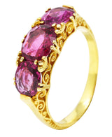 .11111 SH Victorian 2.50 CTW Ruby 18 Karat Yellow Gold Filigree Ring Wilson's Estate Jewelry