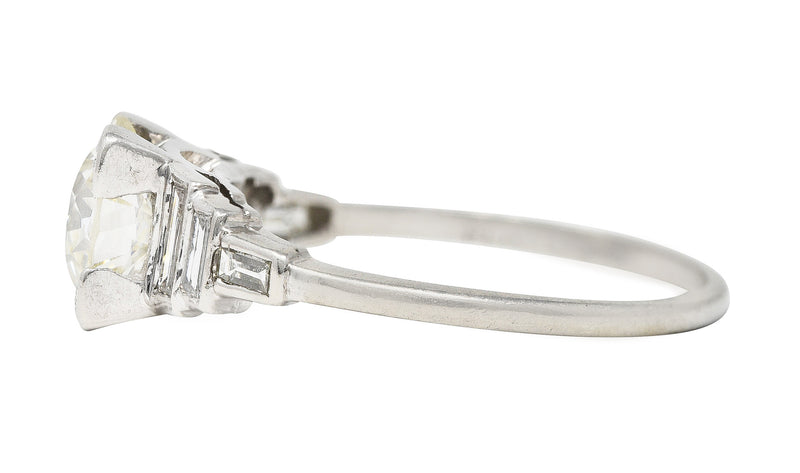 Art Deco 1.74 CTW Old Mine Diamond Platinum Stepped Engagement Ring Wilson's Estate Jewelry