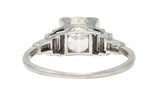 Art Deco 1.74 CTW Old Mine Diamond Platinum Stepped Engagement Ring Wilson's Estate Jewelry