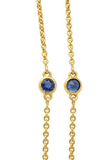 Victorian 2.10 CTW Sapphire 14 Karat Yellow Gold Antique Station Chain Necklace