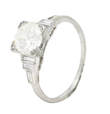 Art Deco 1.74 CTW Old Mine Diamond Platinum Stepped Engagement Ring Wilson's Estate Jewelry