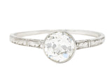 Art Deco 1.00 CTW Diamond Platinum Bezel Engagement Ring Wilson's Estate Jewelry