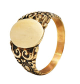 Victorian 14 Karat Gold Scrolling Men’s Unisex Signet RingRing - Wilson's Estate Jewelry