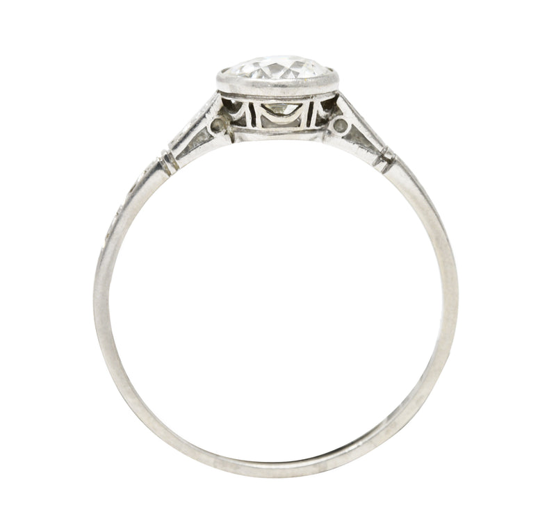 Art Deco 1.00 CTW Diamond Platinum Bezel Engagement Ring Wilson's Estate Jewelry
