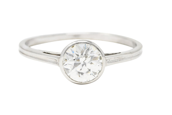 Art Deco 0.85 CTW Diamond Platinum Bezel Engagement Ring Wilson's Estate Jewelry