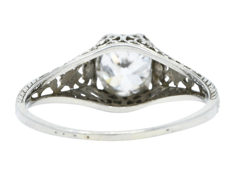 Carter & Gough 1.10 CTW Diamond 18 Karat White Gold Filigree Engagement Ring GIARing - Wilson's Estate Jewelry