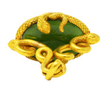 .11111 KO Victorian Jade 18 Karat Yellow Gold Love Knot Snake Fob Pendant Wilson's Estate Jewelry