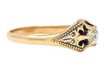 Victorian 0.49 CTW Old Mine Cut Diamond 14 Karat Gold Belcher Engagement Ring