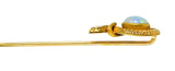 .11111 KO Victorian Opal Diamond 14 Karat Yellow Gold Love Knot Snake Stickpin Wilson's Estate Jewelry