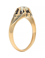 Victorian 0.49 CTW Old Mine Cut Diamond 14 Karat Gold Belcher Engagement Ring