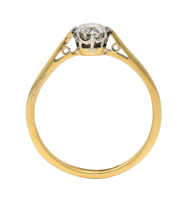 Victorian 0.60 CTW Old European Diamond Platinum 18 Karat Gold Engagement Ring