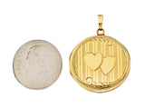 Art Deco 10 Karat Yellow Gold Circular Heart Locket PendantNecklace - Wilson's Estate Jewelry