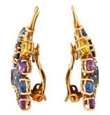 Mid-Century 9.00 CTW Sapphire & Fancy Sapphire Ruby Diamond 14 Karat Rose Gold Ear-Clip Earrings Wilson's Estate Jewelry