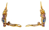 Mid-Century 9.00 CTW Sapphire & Fancy Sapphire Ruby Diamond 14 Karat Rose Gold Ear-Clip Earrings Wilson's Estate Jewelry