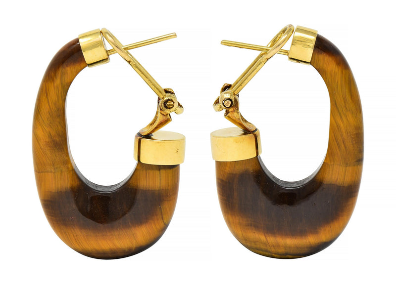 Vintage Solid Etched 14K Large Oval Hoop Earrings – Boylerpf