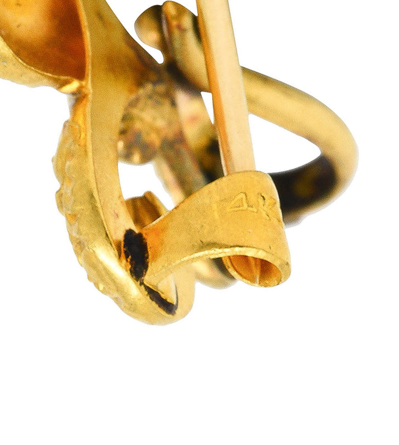 Late Victorian 14 Karat Gold Fleur-De-Lis Pendant Brooch Watch Locket PinBrooch - Wilson's Estate Jewelry