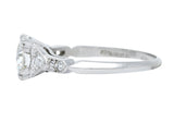 Art Deco 1.24 CTW Diamond Platinum Pointed Shoulder Engagement Ring GIARing - Wilson's Estate Jewelry