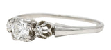 1930's Art Deco 0.44 CTW Diamond Platinum Three Stone Engagement Ring Wilson's Estate Jewelry