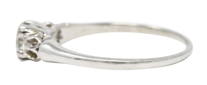 1930's Art Deco 0.44 CTW Diamond Platinum Three Stone Engagement Ring Wilson's Estate Jewelry