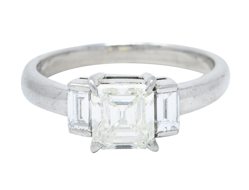 2.01 CTW Asscher Diamond Platinum Three Stone Engagement RingRing - Wilson's Estate Jewelry