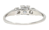 1930's Art Deco 0.44 CTW Diamond Platinum Three Stone Engagement Ring Wilson's Estate Jewelry