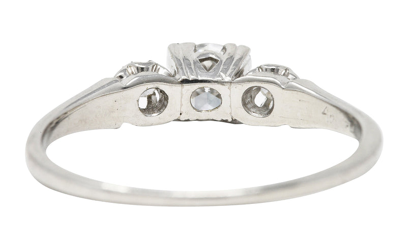 1930's Art Deco 0.44 CTW Diamond Platinum Three Stone Engagement Ring Wilson's Estate Jewelry