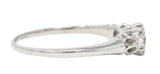 1930's Art Deco 0.44 CTW Diamond Platinum Three Stone Engagement Ring Wilson's Estate Jewelry