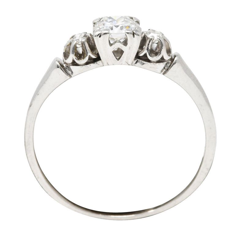 1930's Art Deco 0.44 CTW Diamond Platinum Three Stone Engagement Ring Wilson's Estate Jewelry