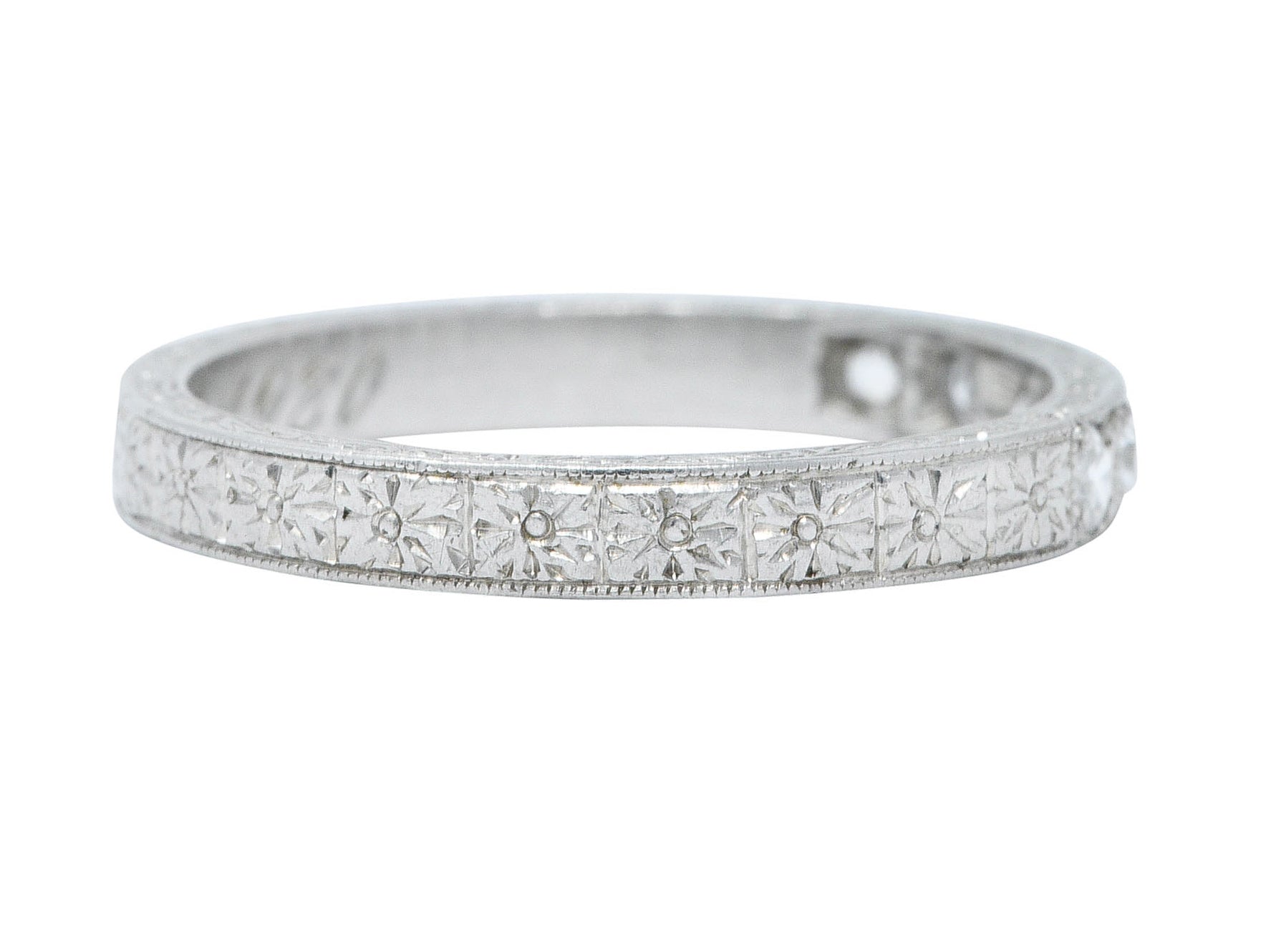 1920's Art Deco Diamond Platinum Floral Wedding Band RingRing - Wilson's Estate Jewelry