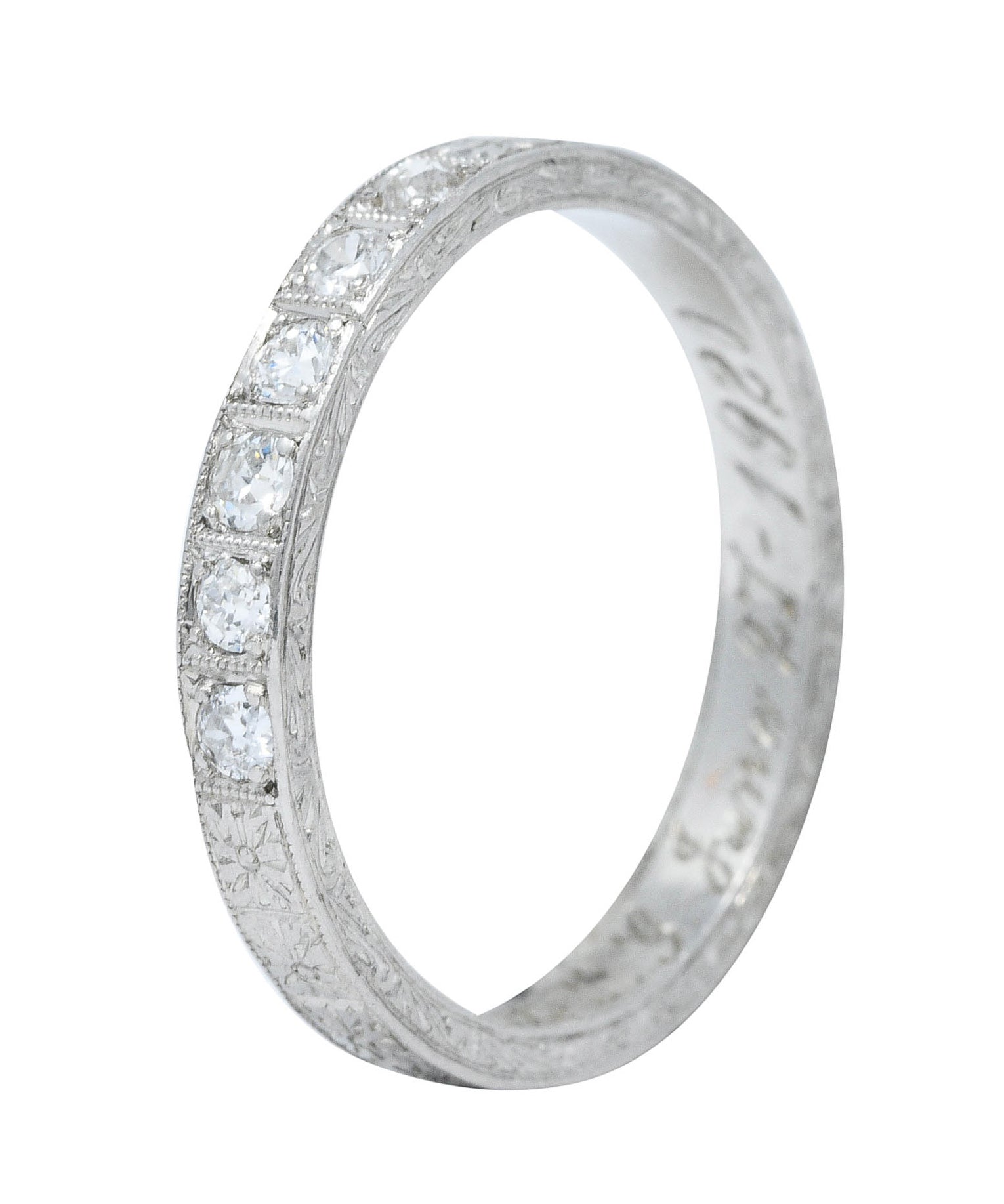 1920's Art Deco Diamond Platinum Floral Wedding Band RingRing - Wilson's Estate Jewelry