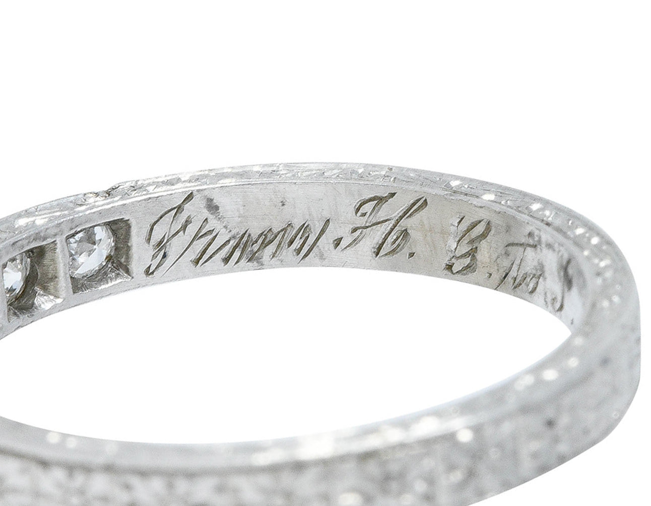 1920's Art Deco Diamond Platinum Floral Wedding Band RingRing - Wilson's Estate Jewelry