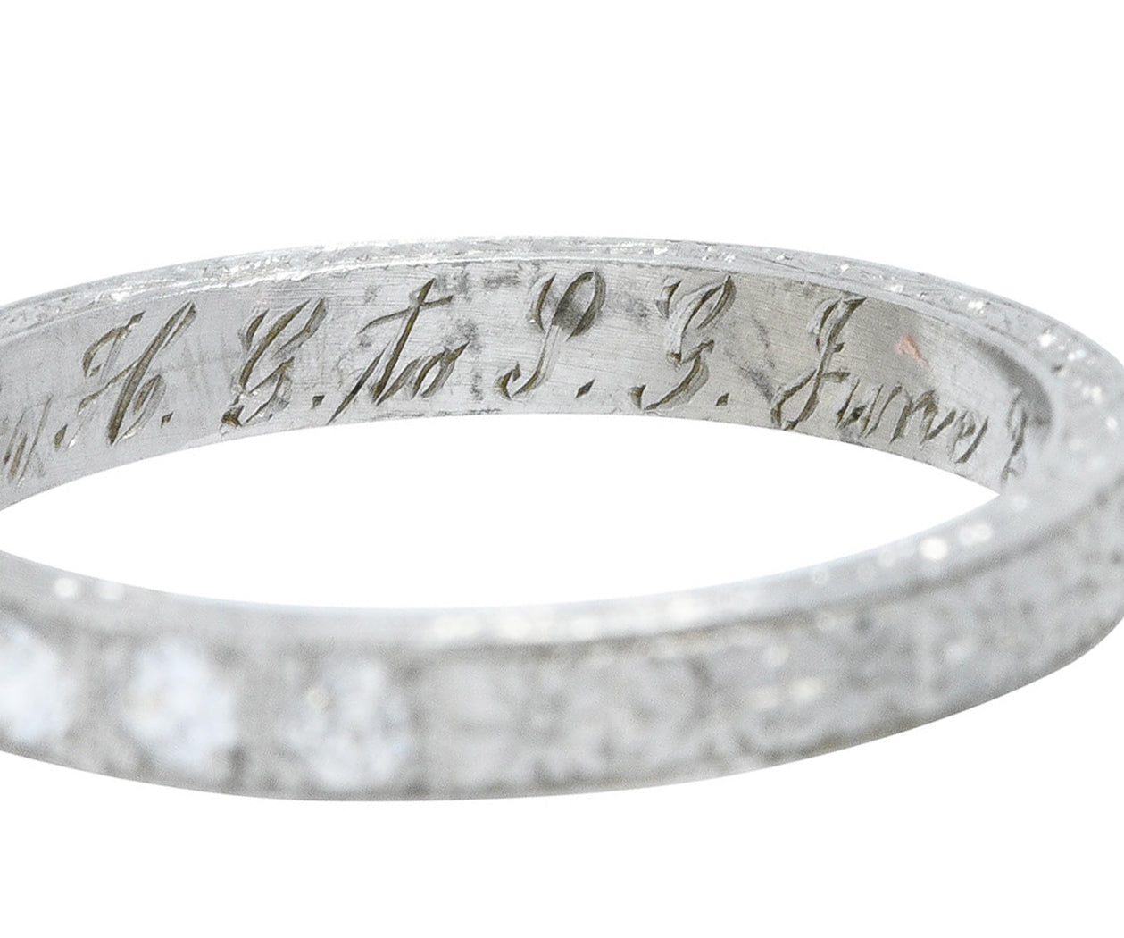 1920's Art Deco Diamond Platinum Floral Wedding Band RingRing - Wilson's Estate Jewelry